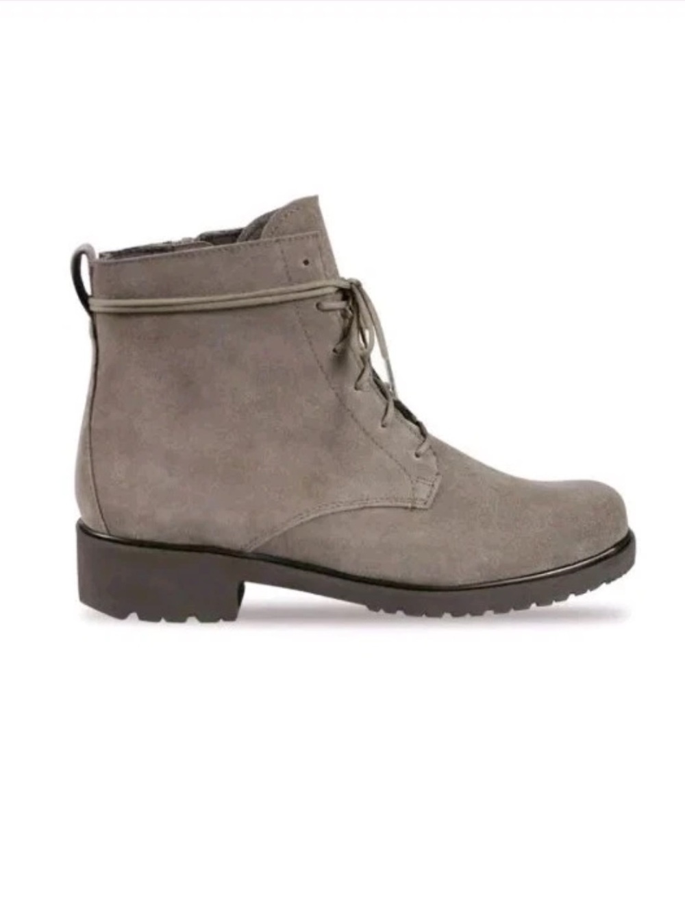 Munro Finnley Boots lace up leather suede Taupe side zipper water resistant 10